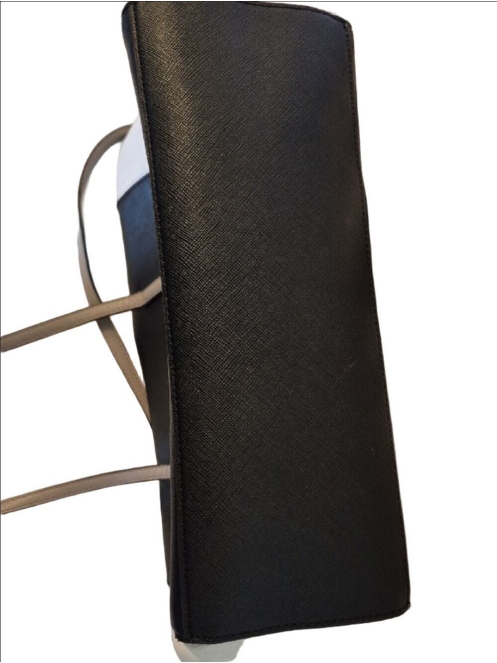 Classic Black and White Tote with Taupe Handles - Picture 8 of 16